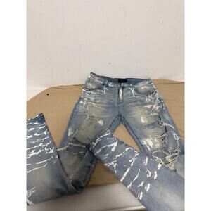 Amiri Jeans Mens SIZE 36 Blue Distressed Skinny Stretch Light Wash Denim